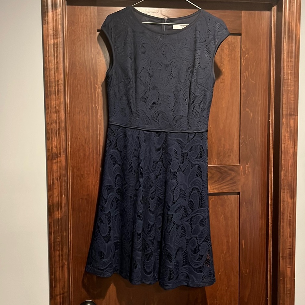 WISP Navy Blue Lace Cap Sleeve Dress